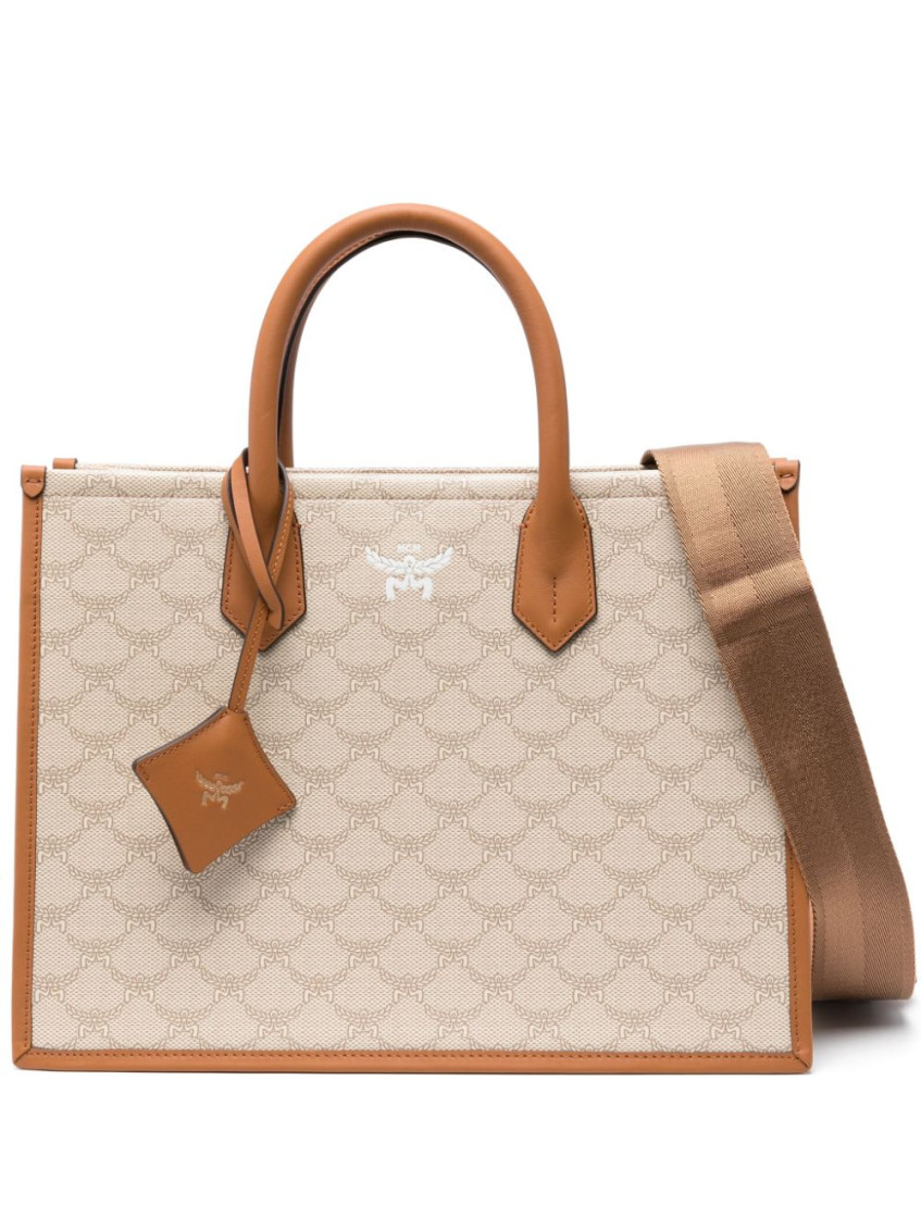 Mcm Medium Himmel Lauretos Tote Bag In Beige