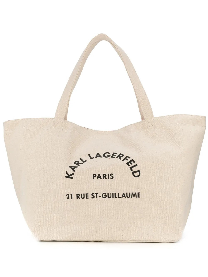 Karl Lagerfeld Beige Logo Tote In Nude
