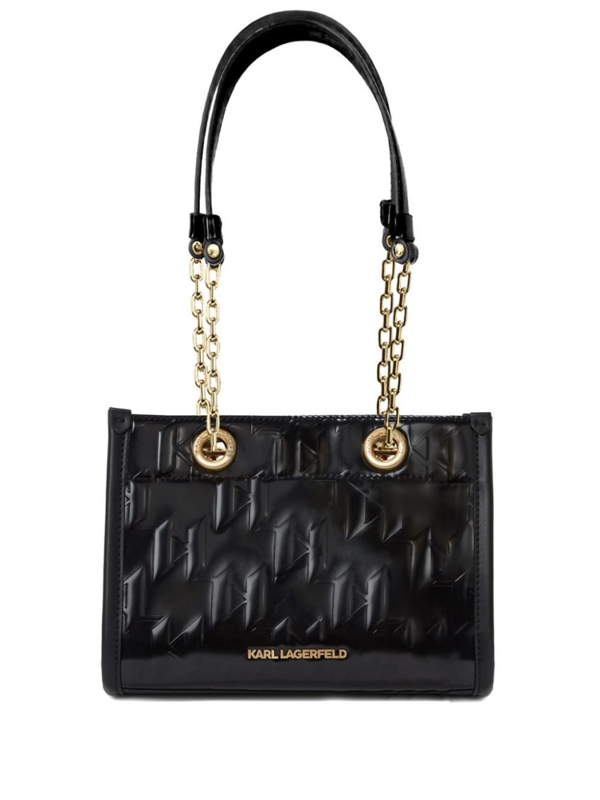 Karl Lagerfeld Black Skuare Mono Small Shoulder Bag In Black