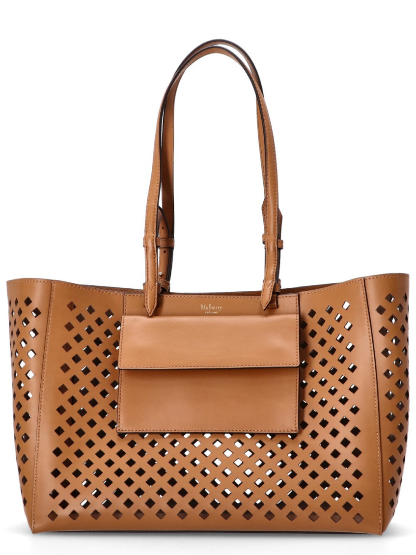 Mulberry Brown Logo Tote In Brown