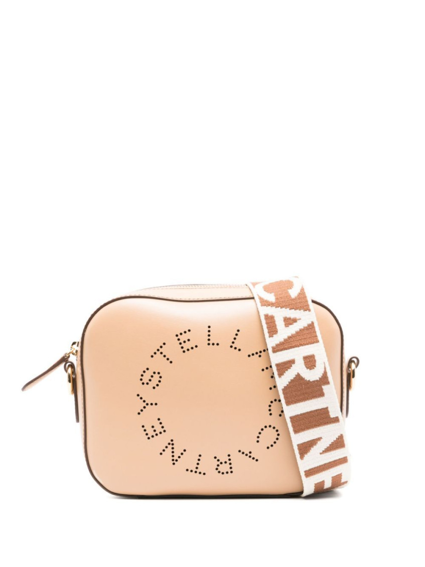 Stella Mccartney Beige Logo Mini Crossbody Bag In Beige