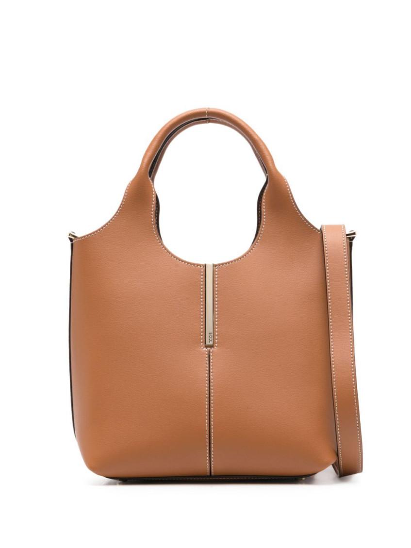 Tod's Brown Lobster Claw Fastening Two Rolled Top Handles Adjustable Detachable Shoulder Strap Compositi In Brown