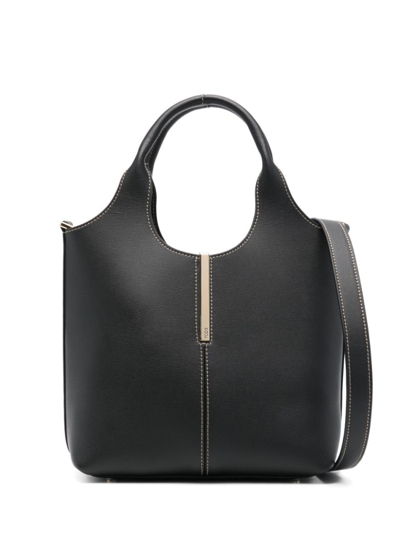 Tod's Black Leather Tote Bag In Black