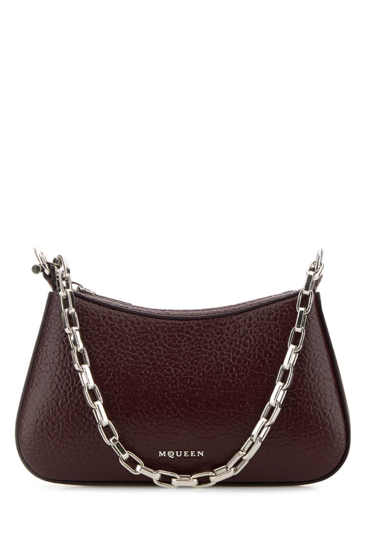 ALEXANDER MCQUEEN BURGUNDY MINI T-BAR SHOULDER BAG