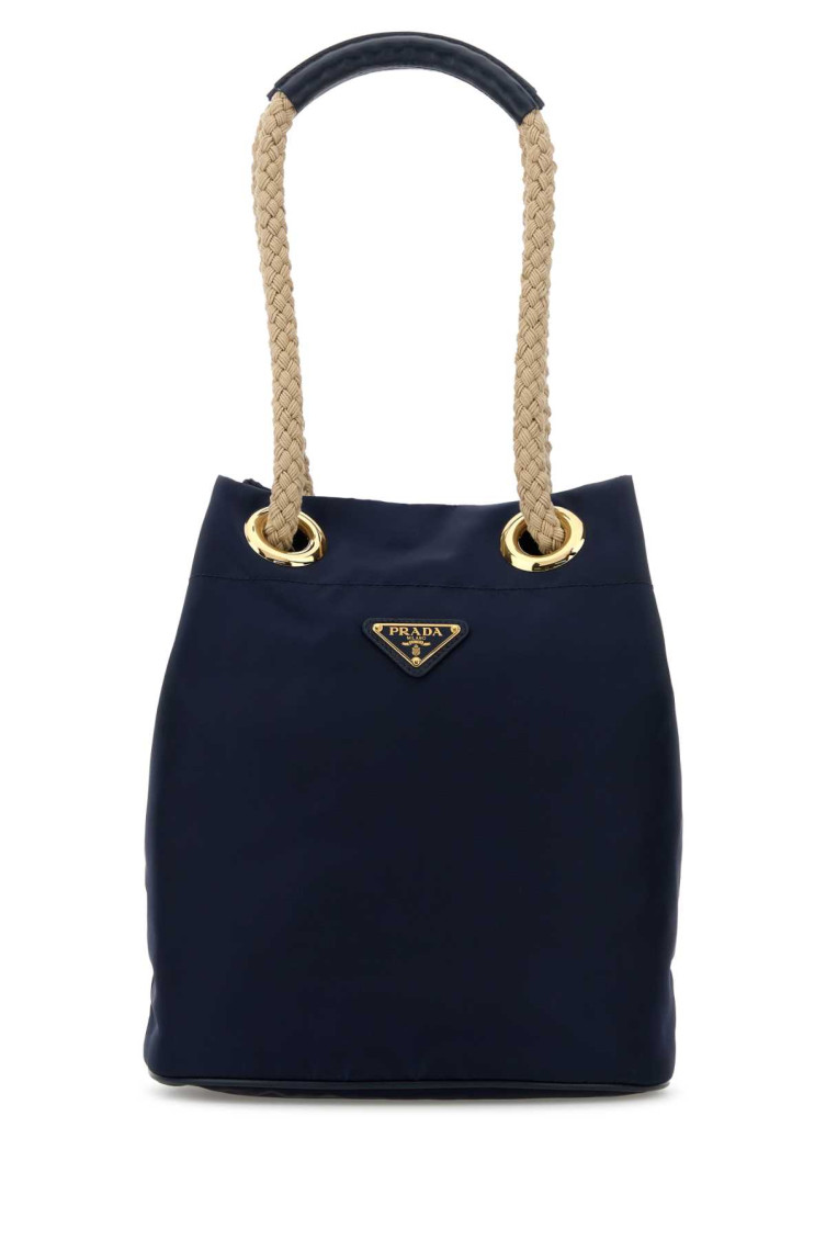 Prada Navy Blue Logo Bucket Bag for Women Online USA at Darveys.com