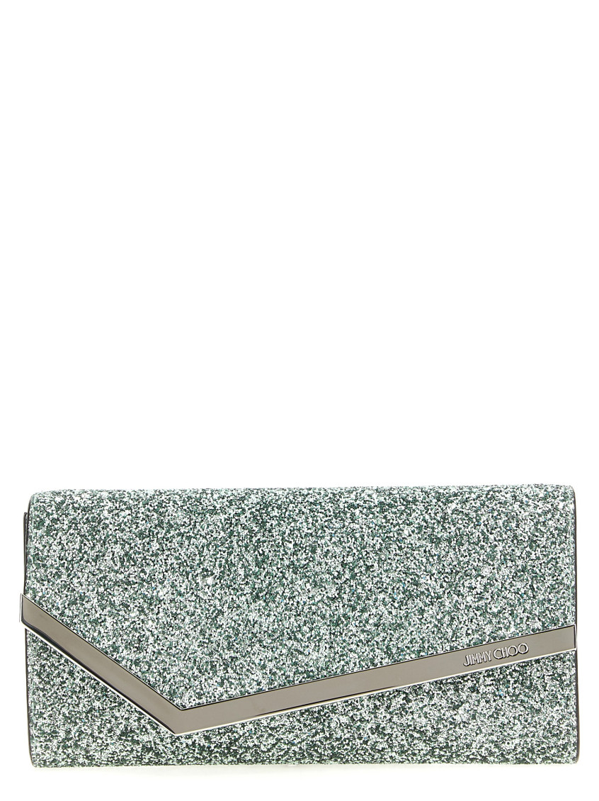 Jimmy Choo Clutch Emmie Mit Glitter In Green
