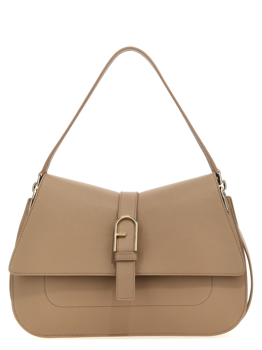 Furla Beige Flow L Shoulder Bag In Beige