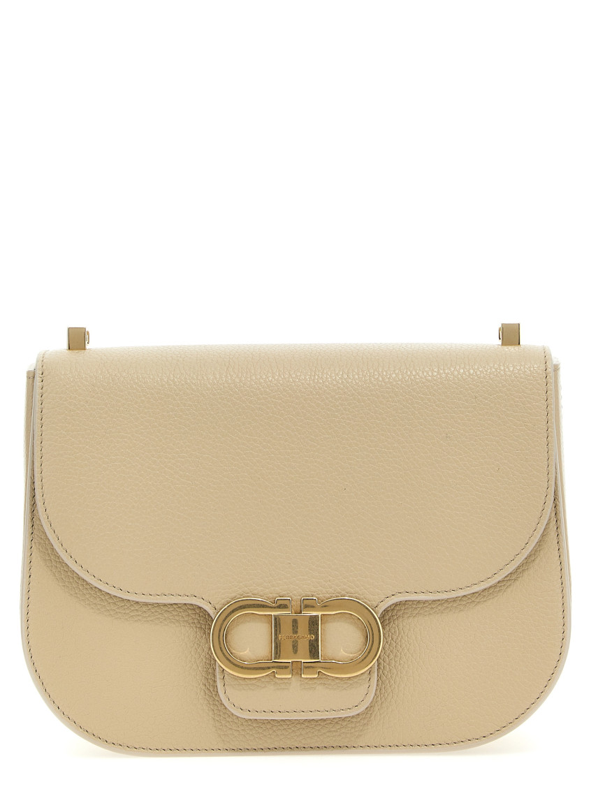 Ferragamo Gancini S Crossbody Bag In Beige