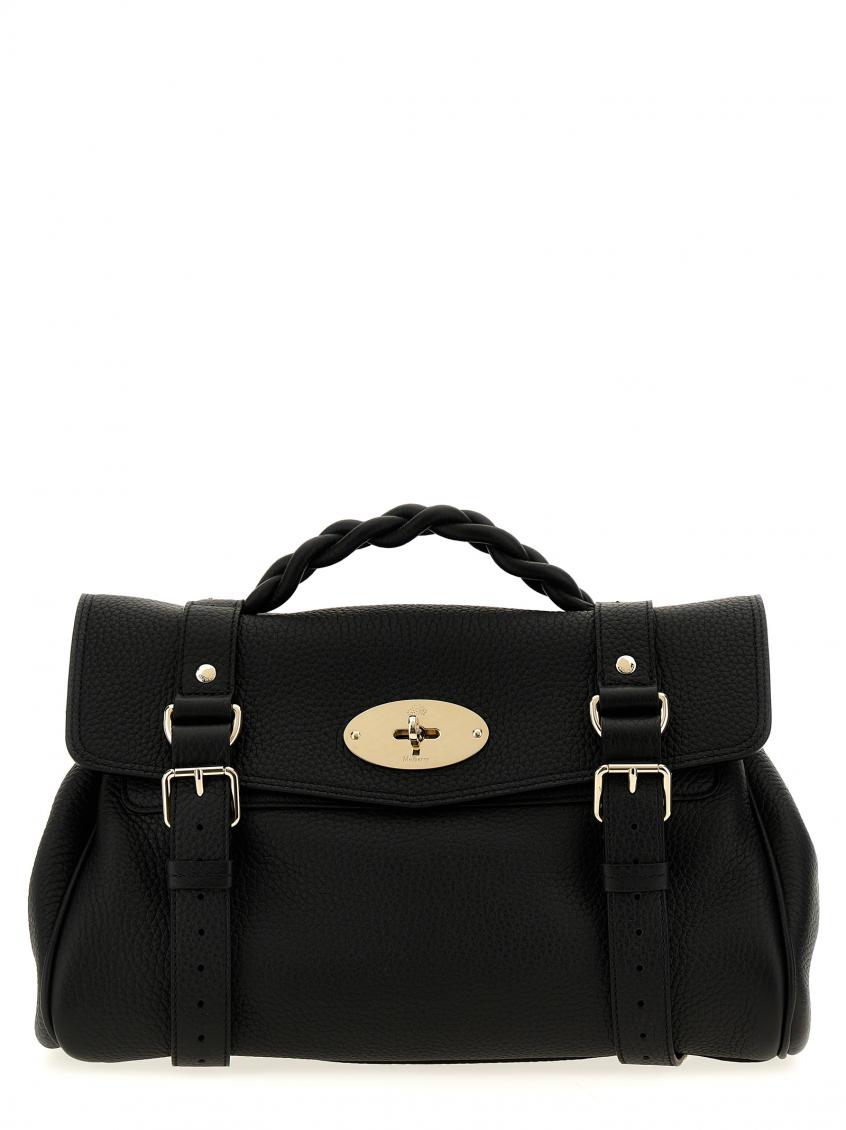 Mulberry Black Leather Mini Alexa Heavy Grain Top Handle Bag