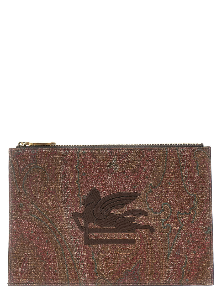 Etro Paisley Pochette With Pegaso Logo In Multi