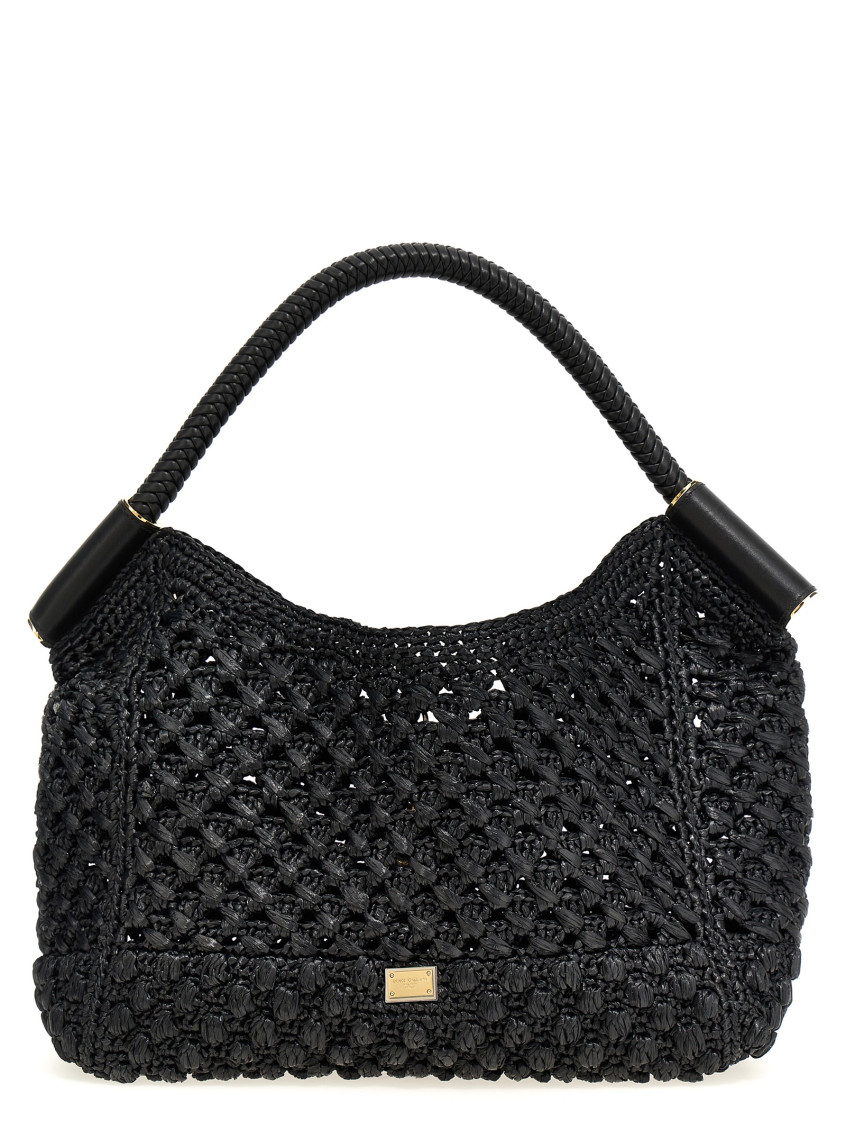 Dolce & Gabbana Black Logo-plaque Tote Bag In Black