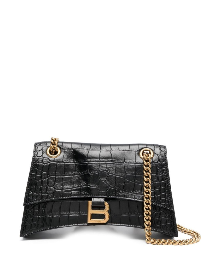 Balenciaga Black Crush Chain Small Shoulder Bag In Black