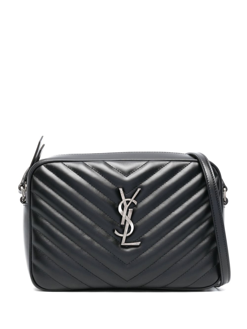 Saint Laurent Black Lou Leather Crossbody Bag In Black