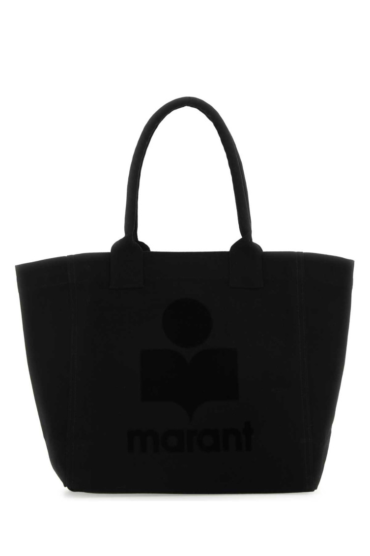 Shop Isabel Marant Black Yenki Flocked-logo Tote Bag