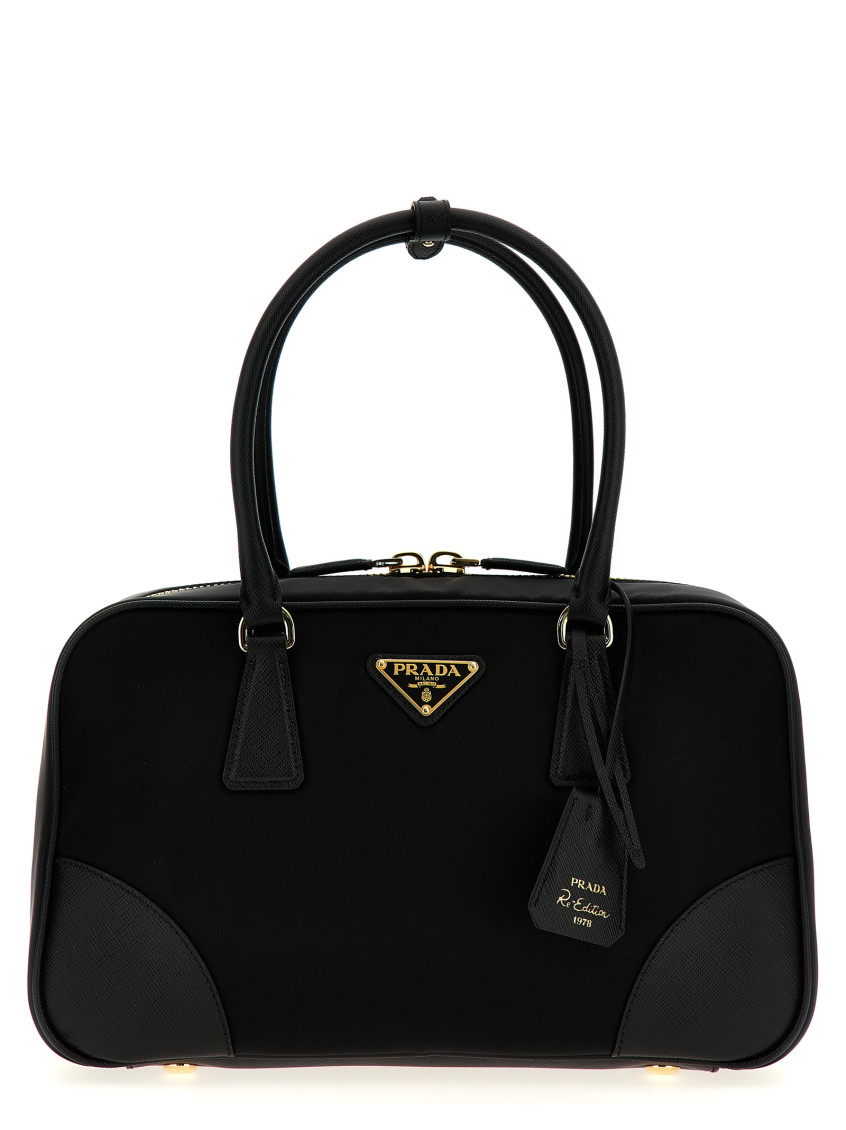 Prada Black Bauletto Re-edition 1978 Satchel In Black
