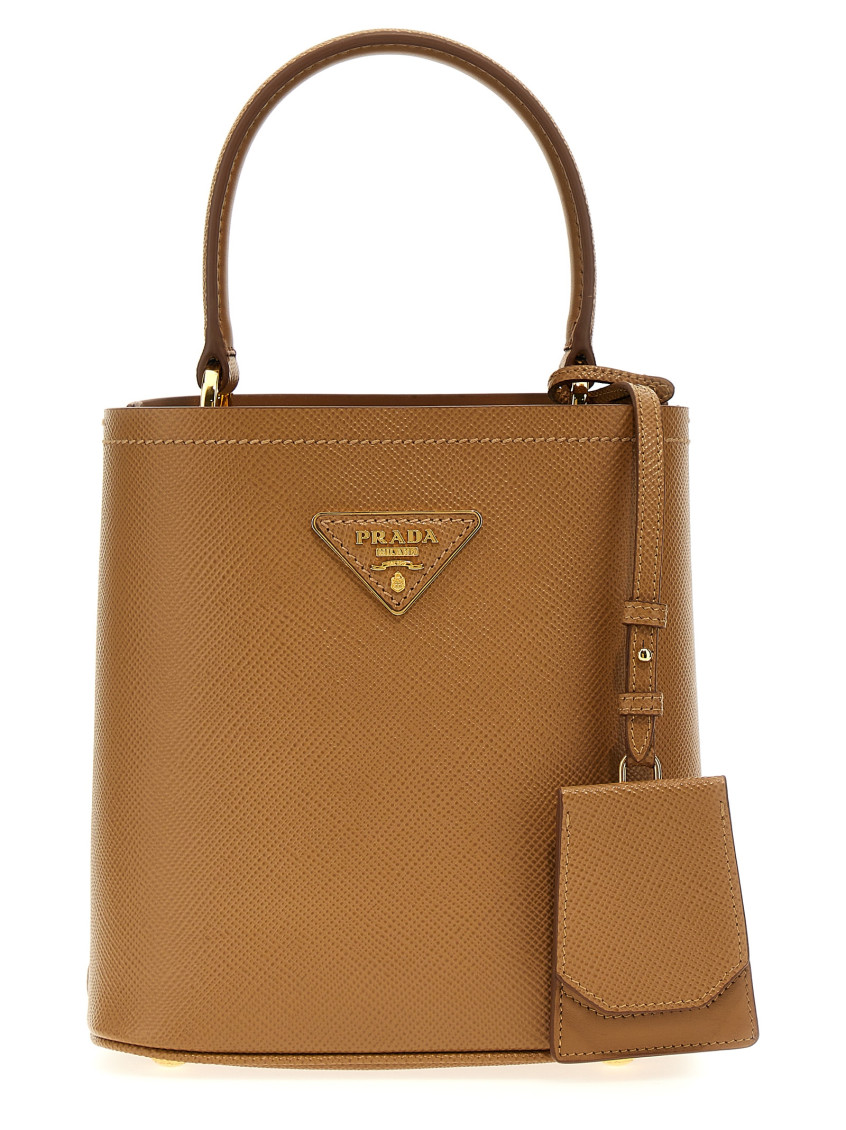 Shop Prada Brown Panier Small Bucket Bag