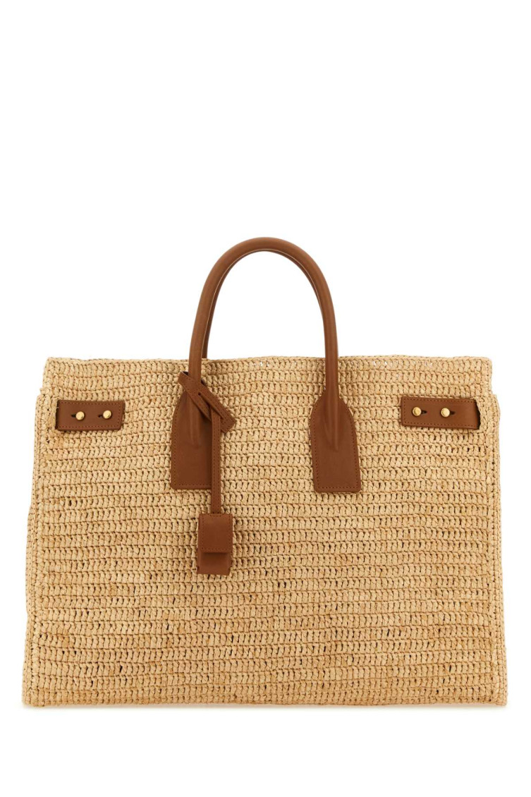 Saint Laurent Raffia Medium Sac De Jour Shopping Bag In Beige