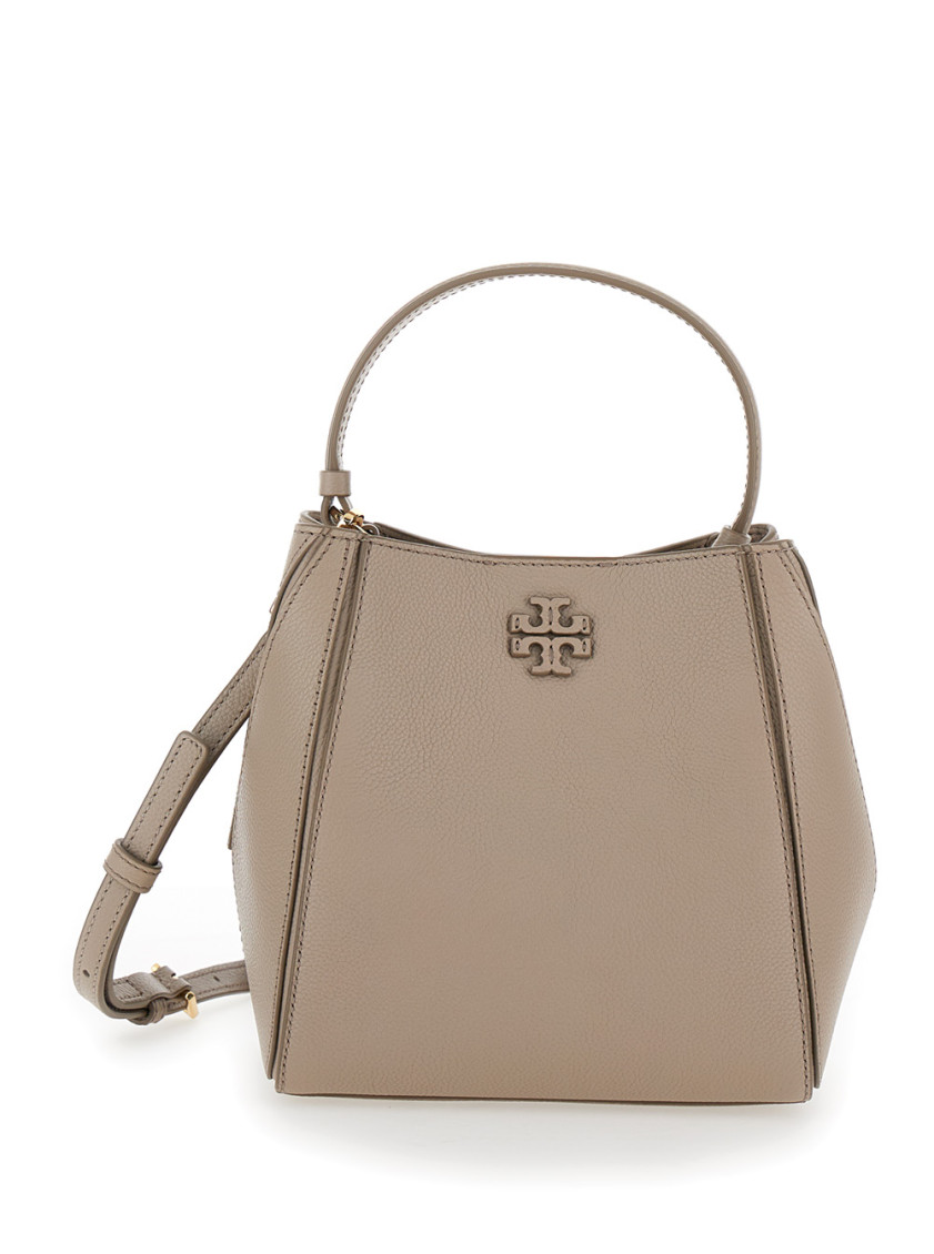 TORY BURCH GREY MCGRAW BUCKET BAG 