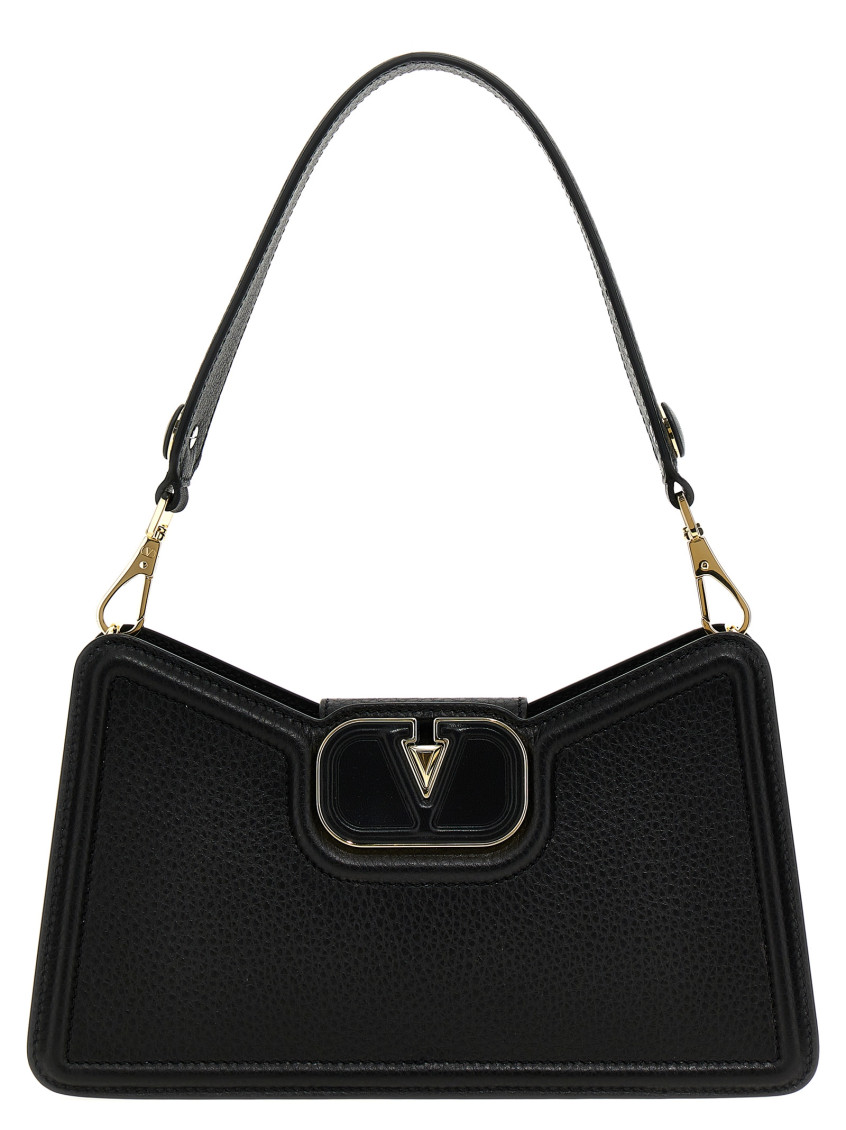 Valentino Black Vlogo Shoulder Bag In Black