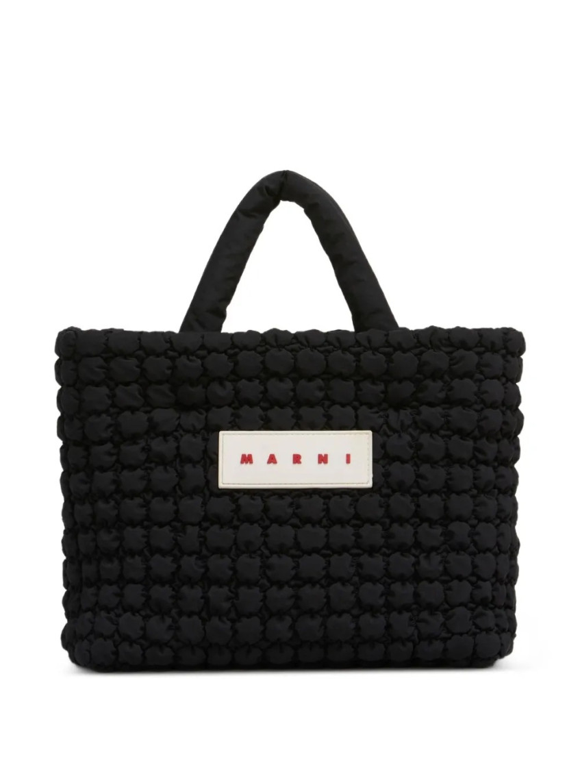 Marni Textured Bubble-pattern Shoulder Bag In Black