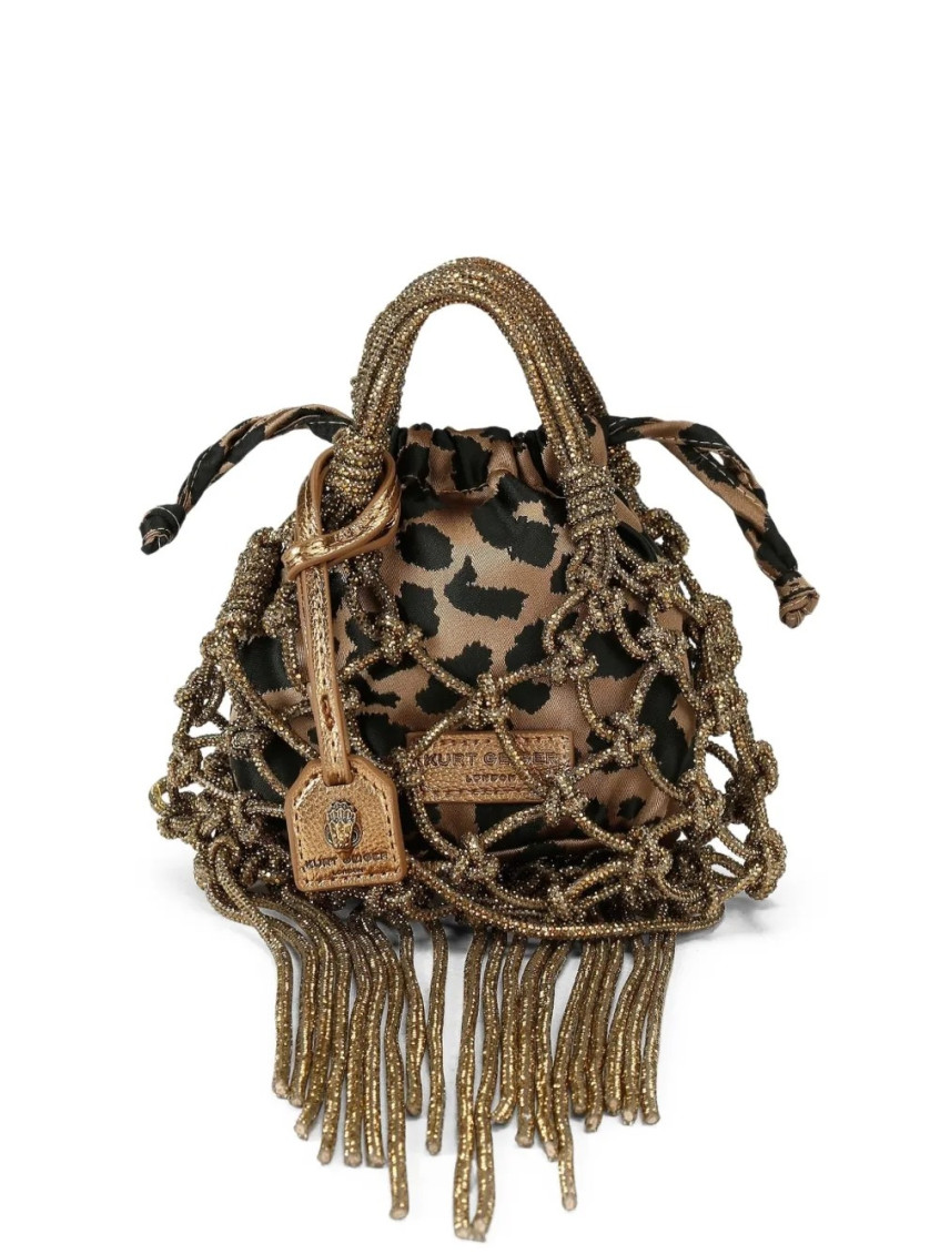 Kurt Geiger Mini Macrame Crystal-embellishment Tote Bag In Brown