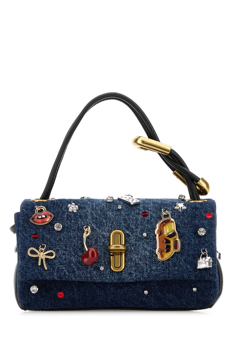 Marc Jacobs Denim Trinket Charm Mini Shoulder Bag In Blue