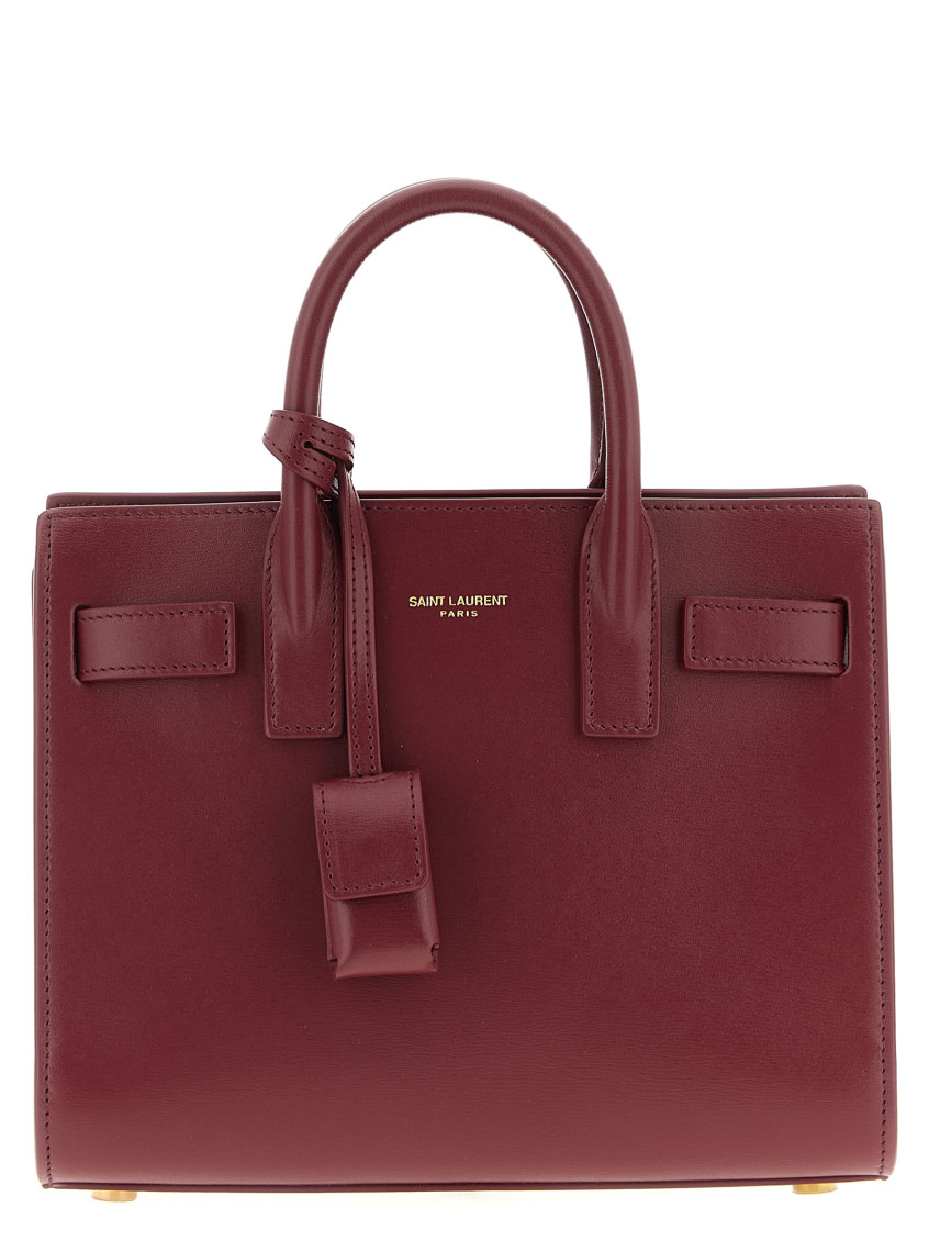 Saint Laurent Maroon Nano Sac De Jour Satchel In Burgundy