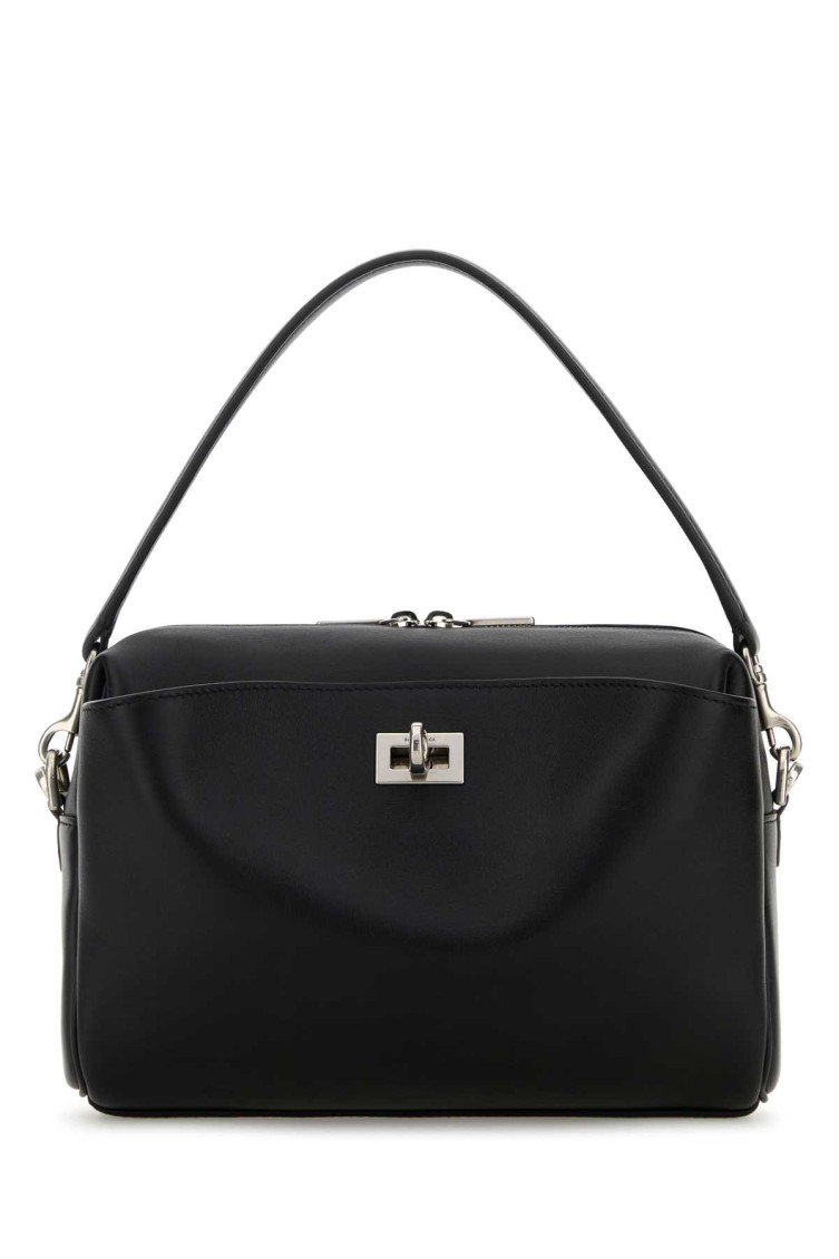 Balenciaga Rectangular Leather Handbag Top Handle In Black