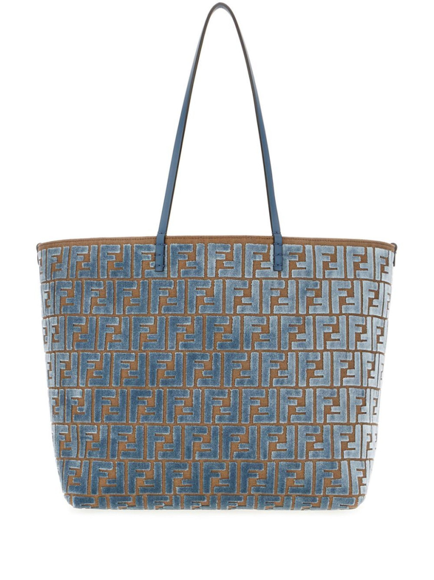 Fendi Blue Roll Large Tote Bag In Blue