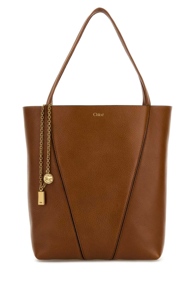 Chloé Brown Spin Tote Bag In Beige