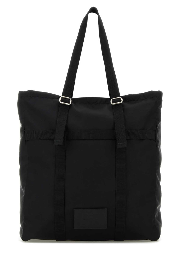 Jil Sander Black Fabric Shopping Bag In Black