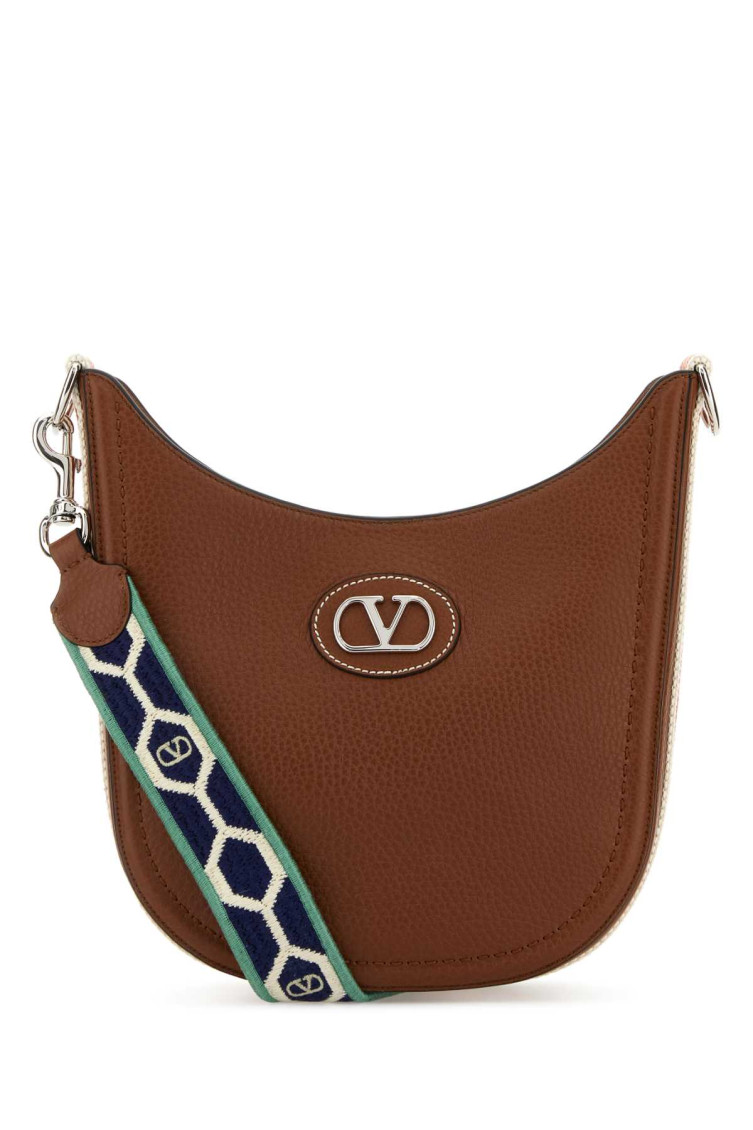 Valentino Caramel Leather Vlogo Signature Shoulder Bag In Light Brown