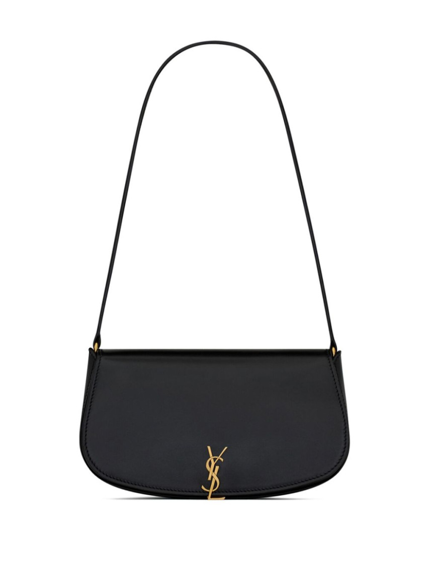 Saint Laurent Voltaire In Box Curved-handle Leather Shoulder Bag In Black