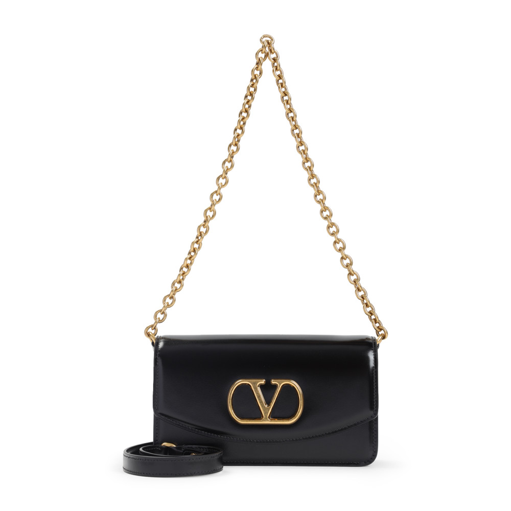 クラッチバッグ Valentino Garavani Black Leather Small Clutch Valentino Garavani Black Leather Small Clutch for Women