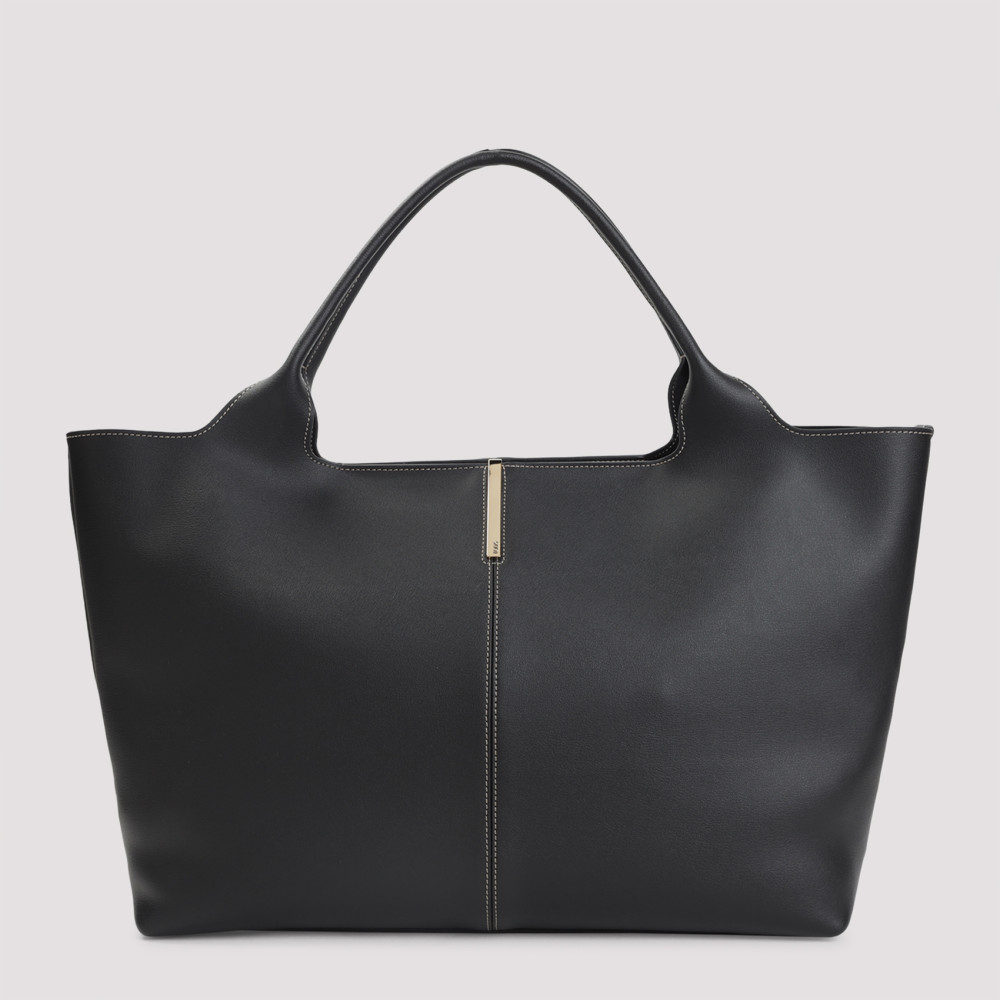 Tod's Black Leather Medium Tote Bag