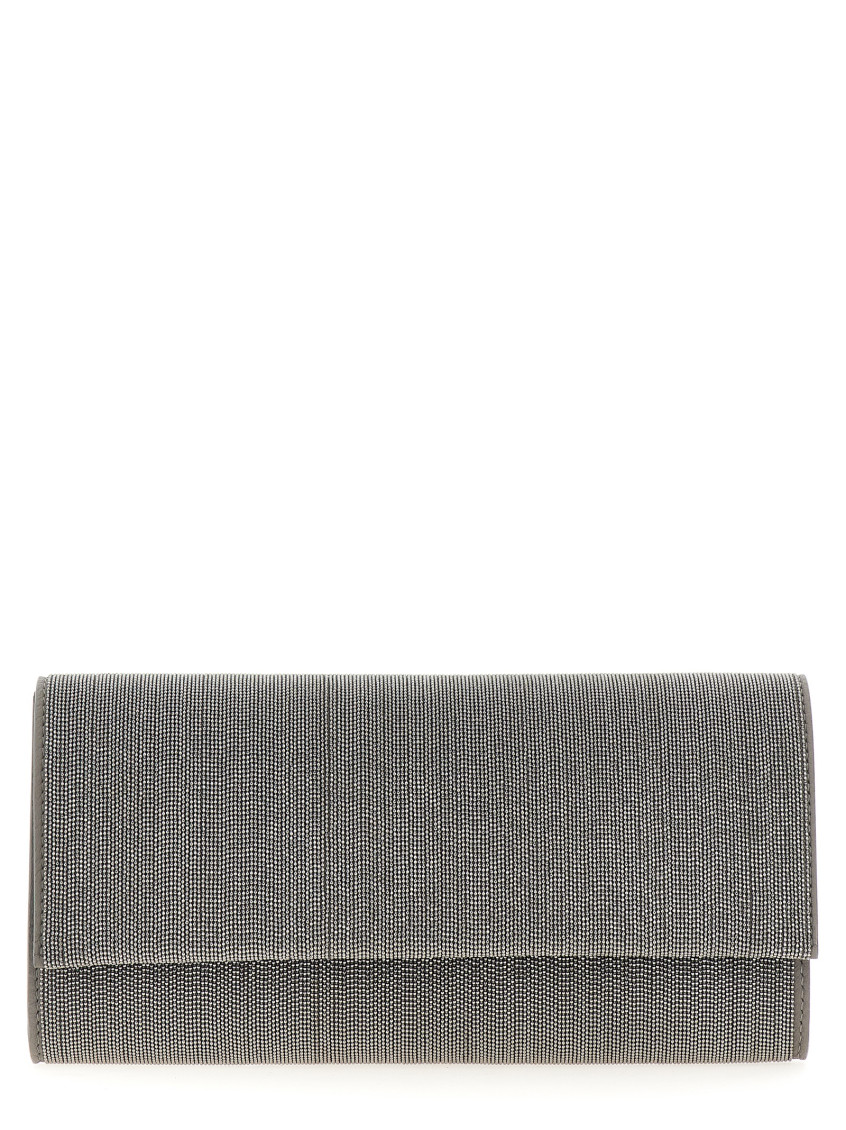 Brunello Cucinelli Silver Precious Clutch In Silver