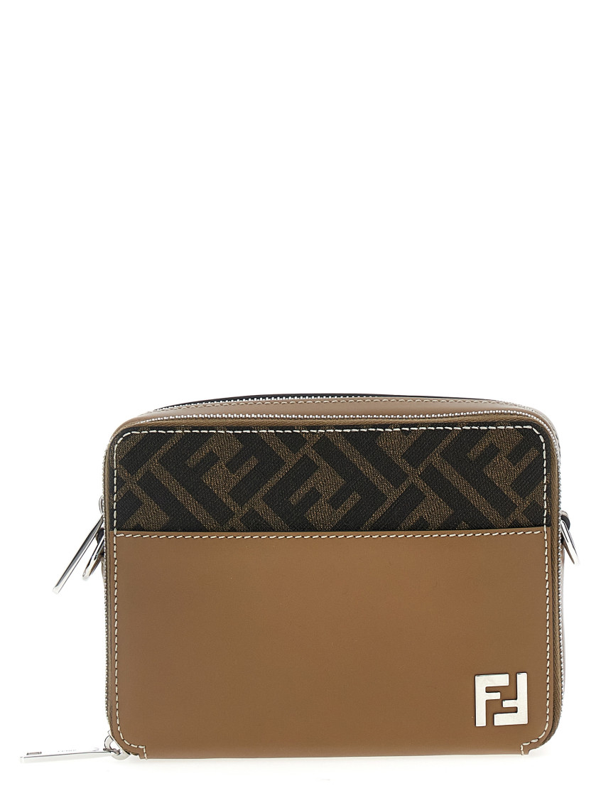 Shop Fendi Light Brown Ff Crossbody Bag
