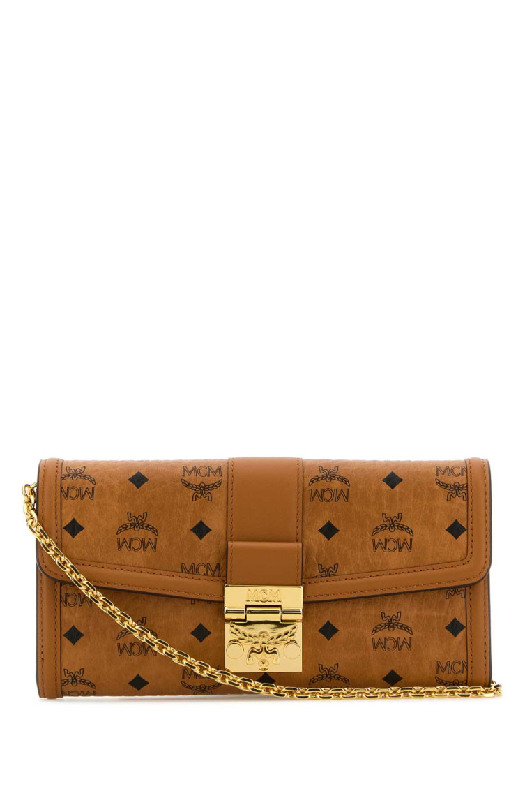 Mcm Logo Detailed Chained Shoulder Bag In Brown