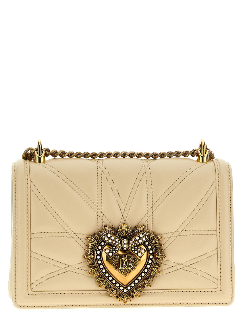 Dolce & Gabbana Off White Devotion Medium Shoulder Bag In Off White