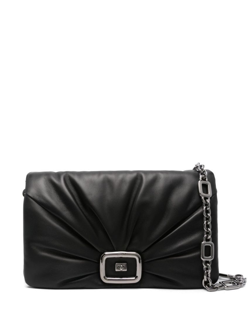 Roger Vivier Black Pleated Shoulder Bag In Black