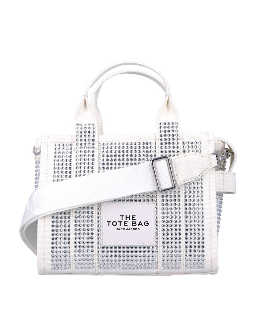 Marc Jacobs White The Small Crystal Canvas Tote Bag In White