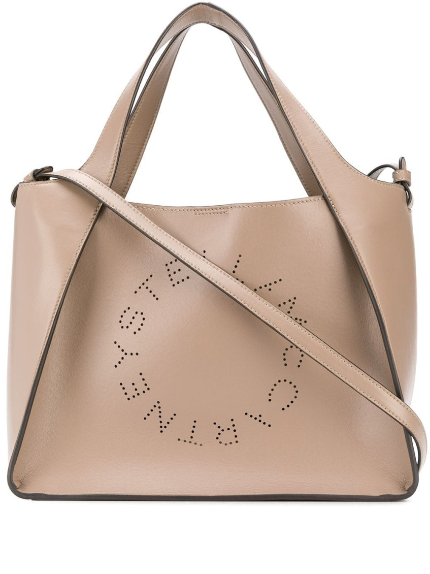 Stella Mccartney Beige Logo Tote Bag In Beige