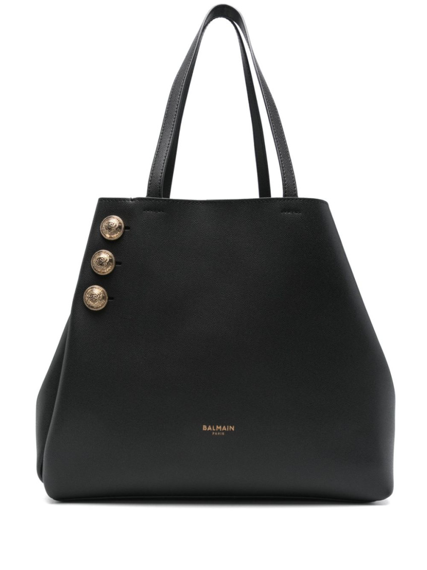 Balmain Black Emblme Tote Bag In Black