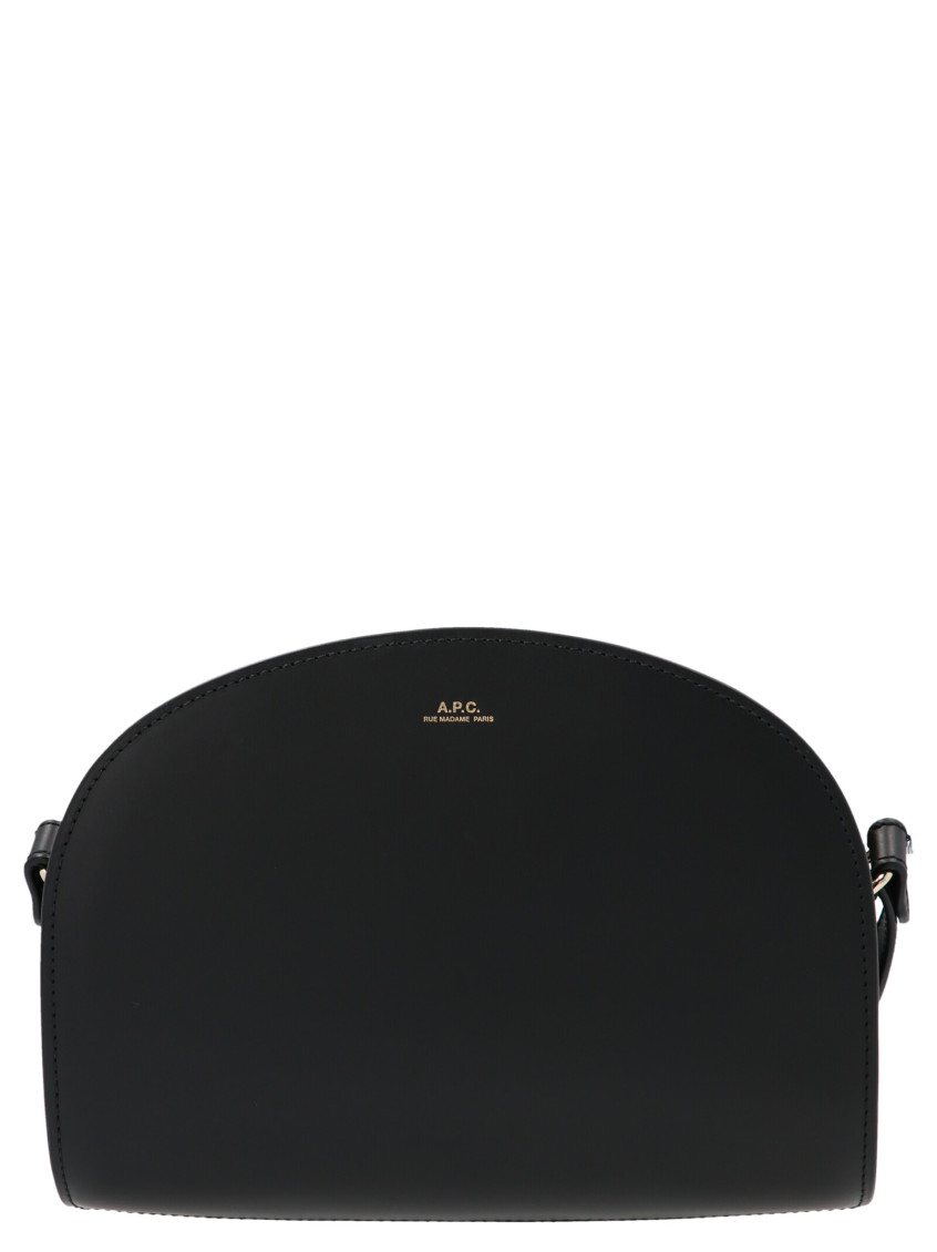 Apc A.p.c. Women Black Leather Mini Demi Lune Shoulder Bag In Black