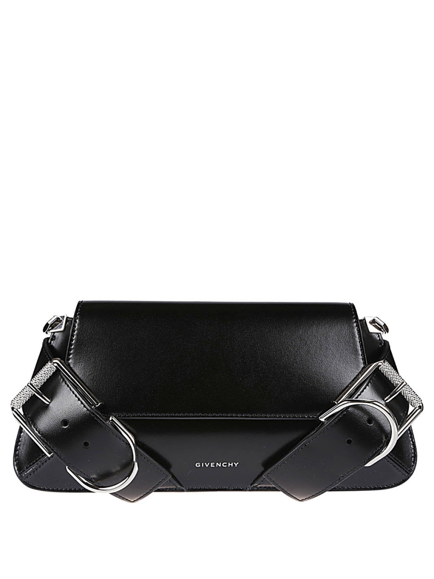 Givenchy Calf Leather Shoulder Bag With Detachable Strap In Black