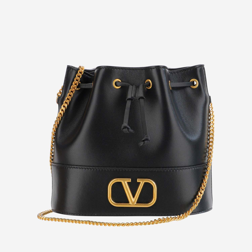 Valentino Garavani Mini Vlogo Signature Bucket Bag In Nappa Leather Woman Black Uni
