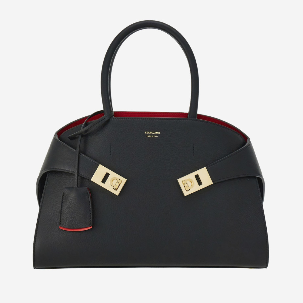 Ferragamo Black Small Hug Leather Tote