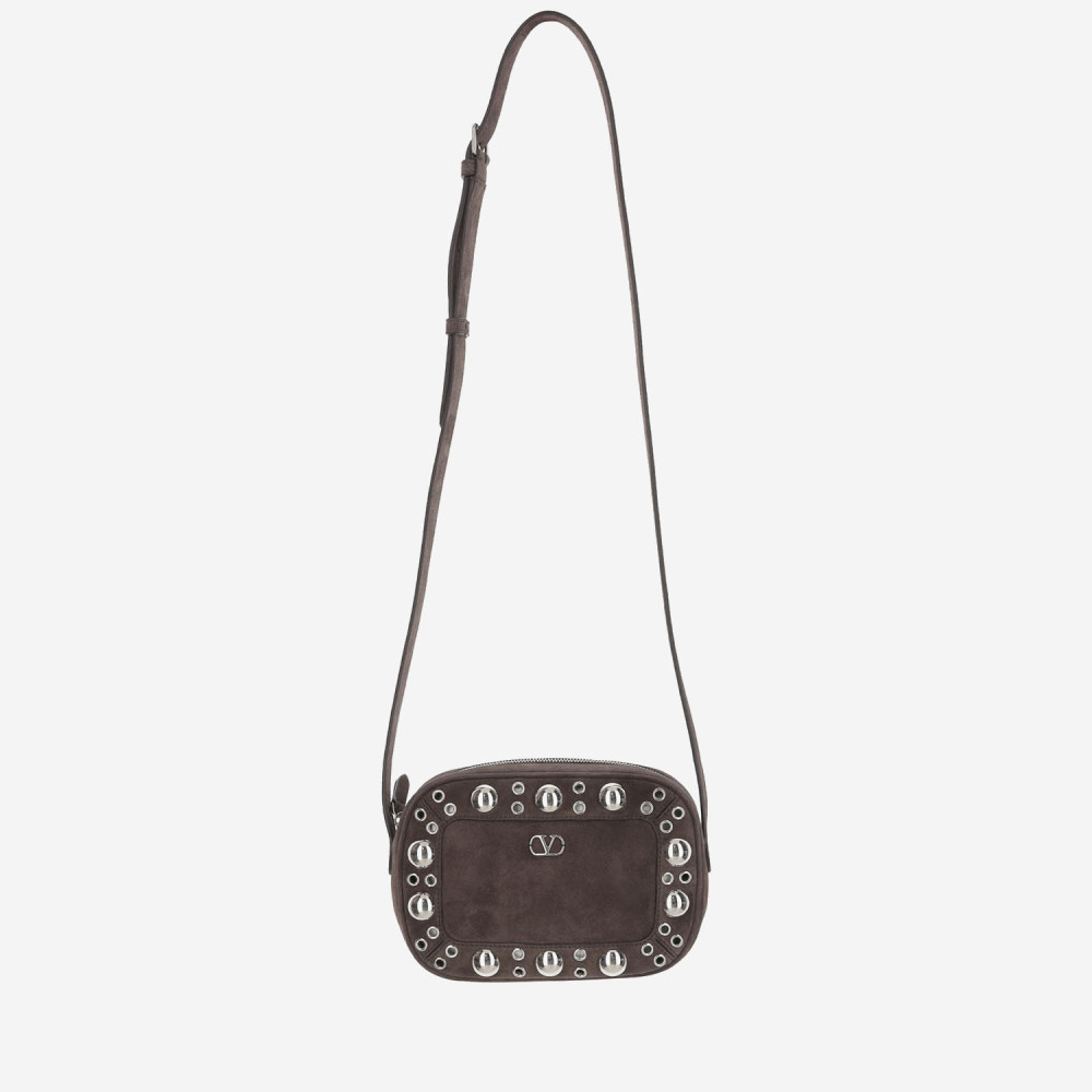 Valentino Brown Nellcte Suede Shoulder Bag In Brown
