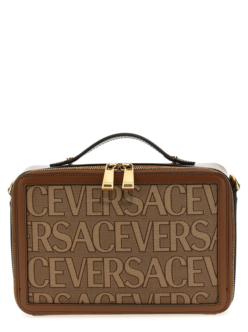 Versace Brown  Allover Crossbody Bag