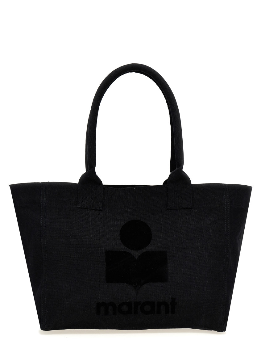 Shop Isabel Marant Black Yenky Zipped Cotton Logo Tote Bag